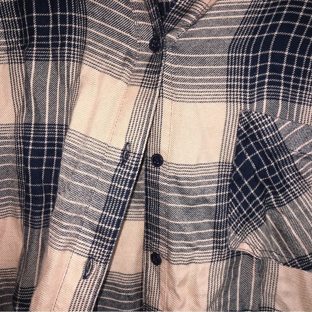 Lucky Brand Soft Modal Plaid Button Down Shirt Peach Blue Medium - Picture 4 of 5